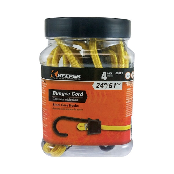 Keeper Keeper Black/Yellow Bungee Cord 24 in. L X 0.315 in. 4 pk 6321 - main